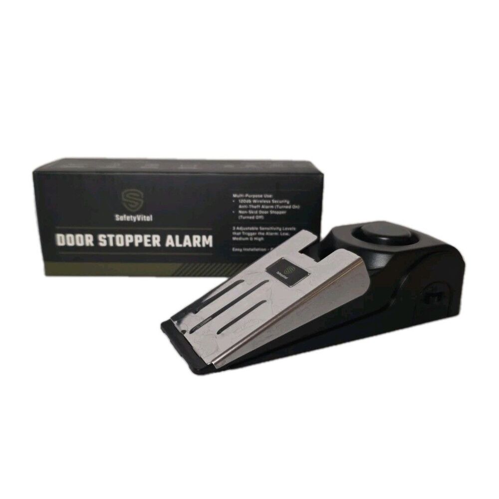 NEW SafetyVital Portable Wireless Security Door Stoppers w/ Alarm